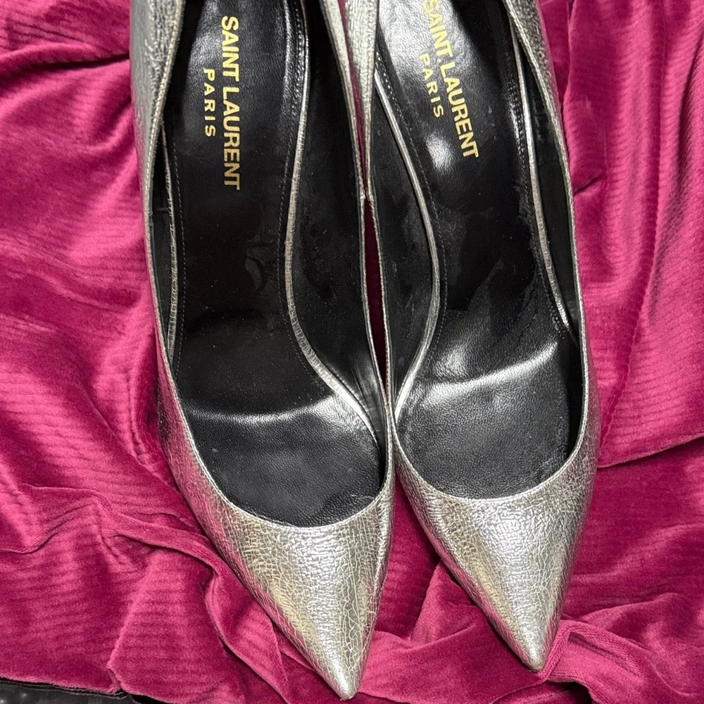 Saint Laurent Metallic Silver Heels - Picture 4 of 4